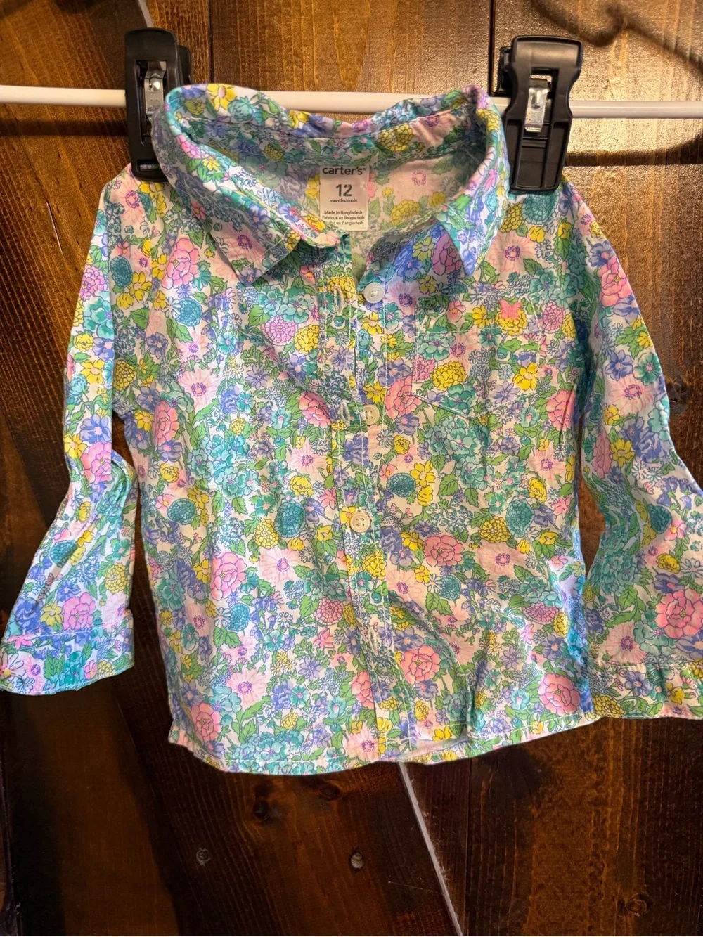 Carter's Pastel Floral Button-Down Long Sleeve Shirt